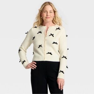 Women's Long Sleeve Party Cardigan Sweater
- A New Day™ Cream/Black M NWT